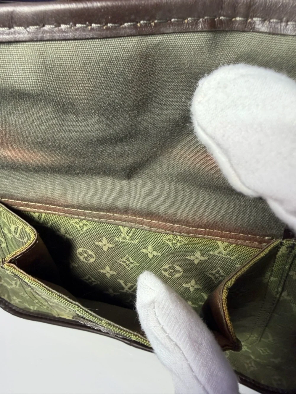 COA included - Louis Vuitton Mini Lin Monogram Shoulder Bag in Olive Green